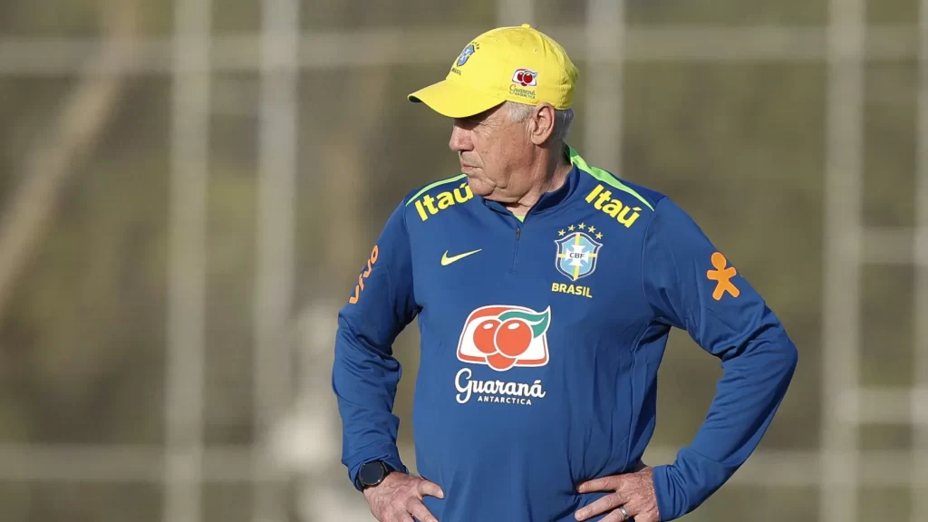 Papo de Ancelotti com Vini Jr. marca treino da seleção em Londres papo-de-ancelotti-com-vini-jr.-marca-treino-da-selecao-em-londres